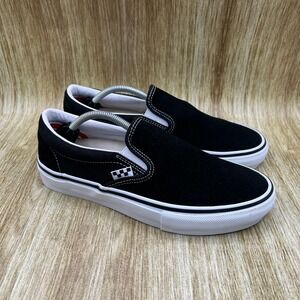 Vans Skate Slip-On Men's Size 6.5 Black White Suede Canvas PopCush Sneakers